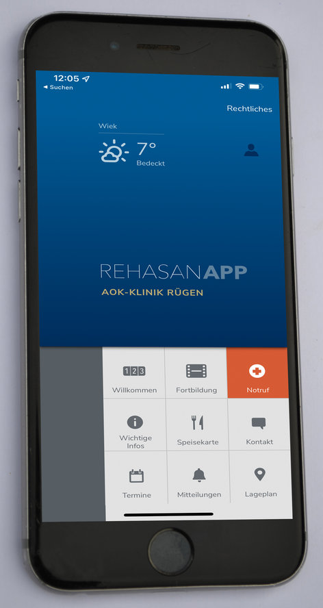 Rehasan-App auf einem Smartphone